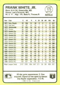 1989 Donruss Baseball's Best #175 Frank White Back