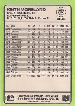 1989 Donruss Baseball's Best #203 Keith Moreland Back