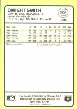 1989 Donruss Baseball's Best #205 Dwight Smith Back