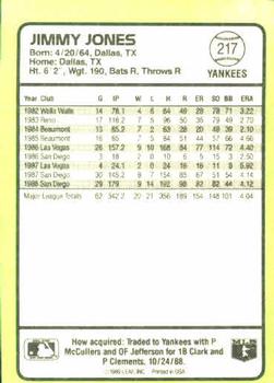 1989 Donruss Baseball's Best #217 Jimmy Jones Back