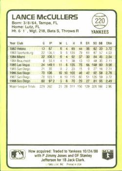 1989 Donruss Baseball's Best #220 Lance McCullers Back