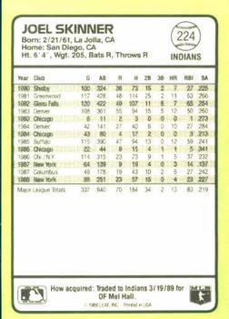 1989 Donruss Baseball's Best #224 Joel Skinner Back