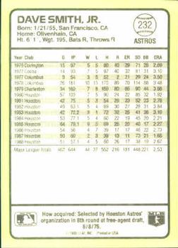 1989 Donruss Baseball's Best #232 Dave Smith Back