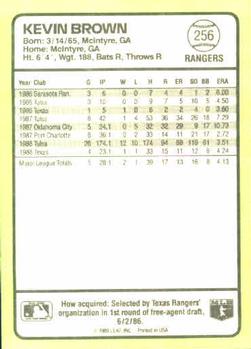 1989 Donruss Baseball's Best #256 Kevin Brown Back