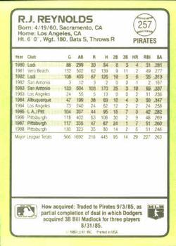 1989 Donruss Baseball's Best #257 R.J. Reynolds Back