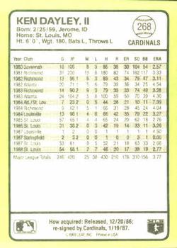 1989 Donruss Baseball's Best #268 Ken Dayley Back