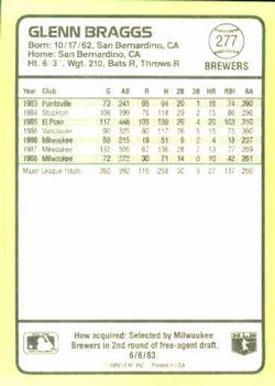 1989 Donruss Baseball's Best #277 Glenn Braggs Back
