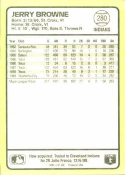 1989 Donruss Baseball's Best #280 Jerry Browne Back