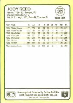 1989 Donruss Baseball's Best #289 Jody Reed Back