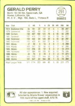 1989 Donruss Baseball's Best #291 Gerald Perry Back