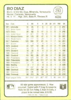1989 Donruss Baseball's Best #293 Bo Diaz Back