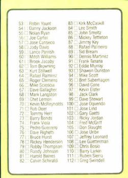1989 Donruss Baseball's Best #300 Checklist: 1-112 Back