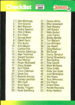 1989 Donruss Baseball's Best #300 Checklist: 1-112 Front