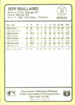 1989 Donruss Baseball's Best #30 Jeff Ballard Back
