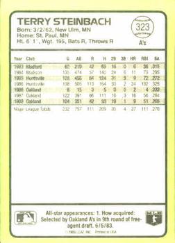 1989 Donruss Baseball's Best #323 Terry Steinbach Back