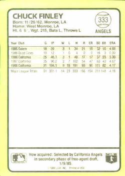 1989 Donruss Baseball's Best #333 Chuck Finley Back