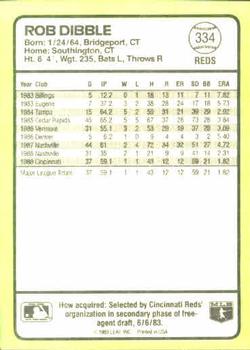 1989 Donruss Baseball's Best #334 Rob Dibble Back