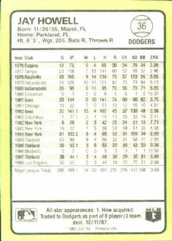 1989 Donruss Baseball's Best #36 Jay Howell Back