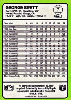 1989 Donruss Baseball's Best #7 George Brett Back