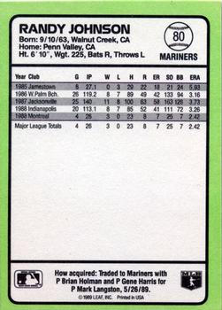 1989 Donruss Baseball's Best #80 Randy Johnson Back