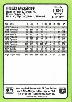 1989 Donruss Baseball's Best #104 Fred McGriff Back