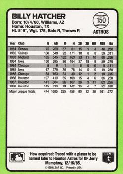 1989 Donruss Baseball's Best #150 Billy Hatcher Back