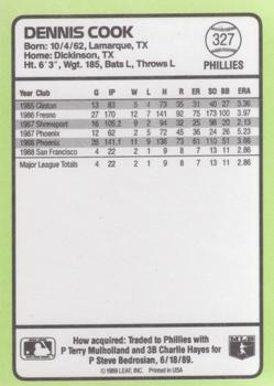 1989 Donruss Baseball's Best #327 Dennis Cook Back