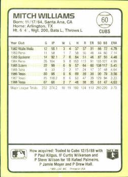 1989 Donruss Baseball's Best #60 Mitch Williams Back