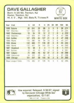 1989 Donruss Baseball's Best #67 Dave Gallagher Back