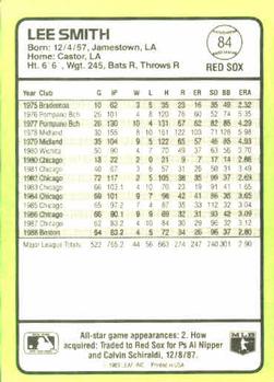 1989 Donruss Baseball's Best #84 Lee Smith Back