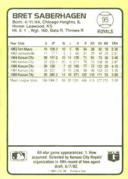 1989 Donruss Baseball's Best #95 Bret Saberhagen Back