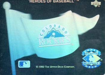1992 Upper Deck - Heroes of Baseball Pennant Holograms #NNO Colorado Rockies Front