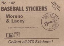 1983 Fleer Star Stickers #142 Omar Moreno / Lee Lacy Back
