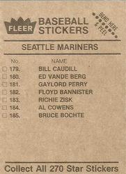 1983 Fleer Star Stickers #NNO Cincinnati Reds Back