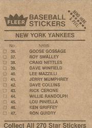1983 Fleer Star Stickers #NNO Pittsburgh Pirates Back