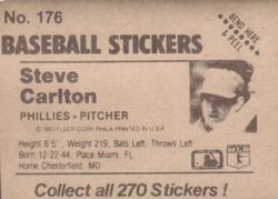 1983 Fleer Star Stickers #176 Steve Carlton Back