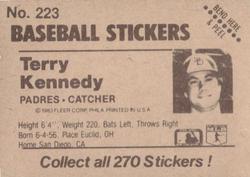 1983 Fleer Star Stickers #223 Terry Kennedy Back