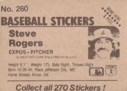 1983 Fleer Star Stickers #260 Steve Rogers Back