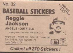 1983 Fleer Star Stickers #32 Reggie Jackson Back
