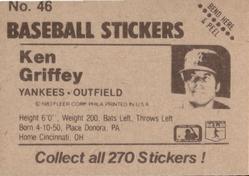 1983 Fleer Star Stickers #46 Ken Griffey Back