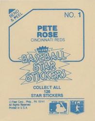 1985 Fleer Star Stickers #1 Pete Rose Back