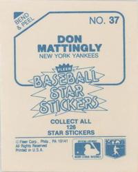 1985 Fleer Star Stickers #37 Don Mattingly Back