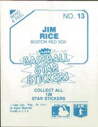 1985 Fleer Star Stickers #13 Jim Rice Back