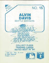 1985 Fleer Star Stickers #15 Alvin Davis Back