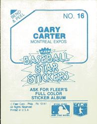 1985 Fleer Star Stickers #16 Gary Carter Back