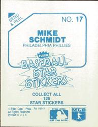 1985 Fleer Star Stickers #17 Mike Schmidt Back