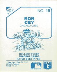 1985 Fleer Star Stickers #19 Ron Cey Back