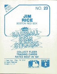 1985 Fleer Star Stickers #23 Jim Rice Back