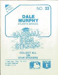 1985 Fleer Star Stickers #33 Dale Murphy Back