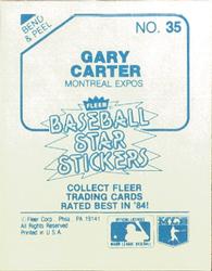 1985 Fleer Star Stickers #35 Gary Carter Back